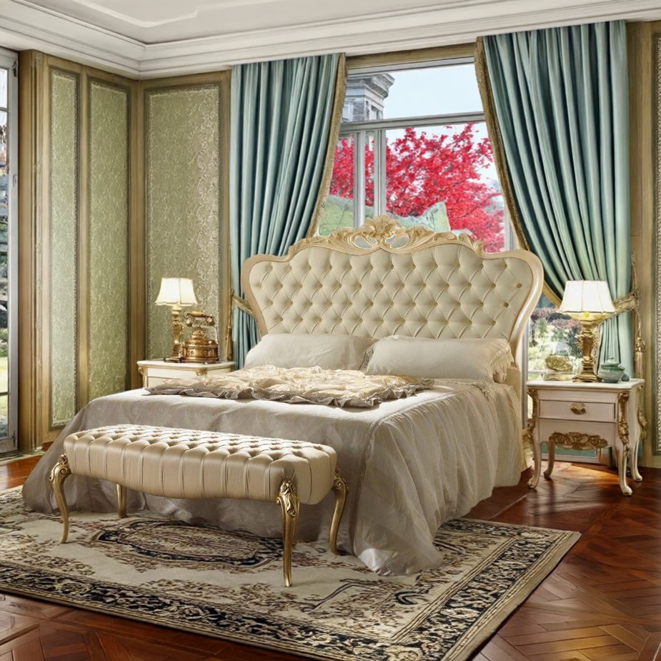 法式轻奢实木床主卧双人床欧式雕花床别墅样板间奢华大平层公主床