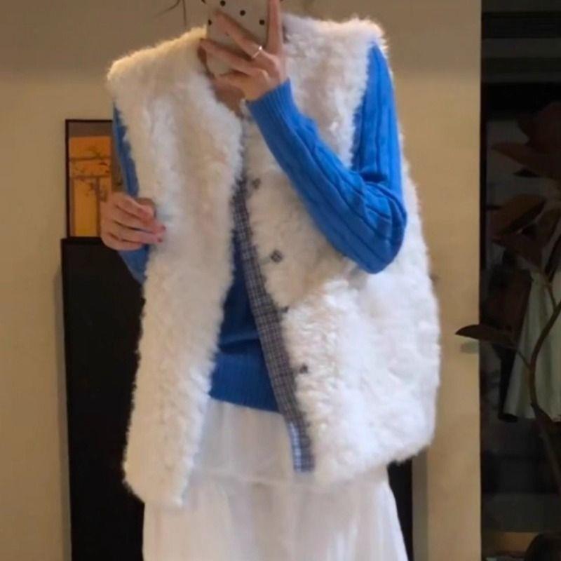 毛绒高级感马甲背心女秋冬