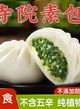 荠菜素包子早餐半成品速冻速食纯素食品佛家寺院素食扬州荠菜包子
