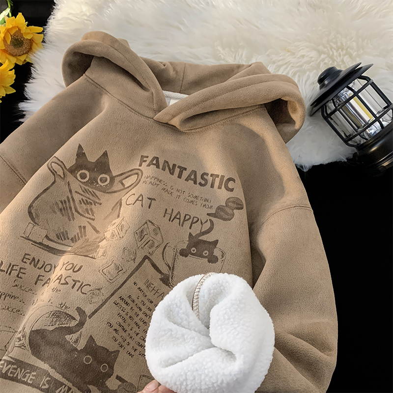 JR33 重磅鹿皮绒连帽加绒卫衣 M到3XL 网络图