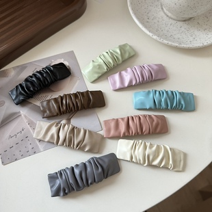 韩国新款 皮质褶皱发夹ins气质百搭发卡夹子刘海夹网红侧边碎发夹