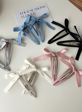 法式丝带蝴蝶结发夹芭蕾风少女侧边夹大号bb夹甜美气质刘海夹发卡