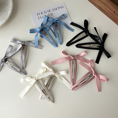 法式丝带蝴蝶结发夹芭蕾风少女侧边夹大号bb夹甜美气质刘海夹发卡