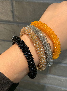 韩国东大门网红款气质名媛手链两用头绳轻奢发绳水晶手工穿珠发圈