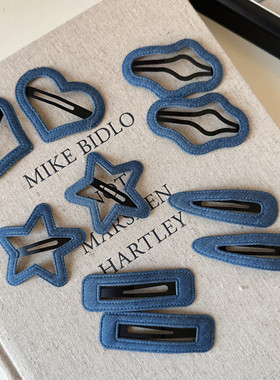 韩版蓝色bb夹牛仔布发夹儿童刘海夹少女百搭碎发夹新款2024碎发夹