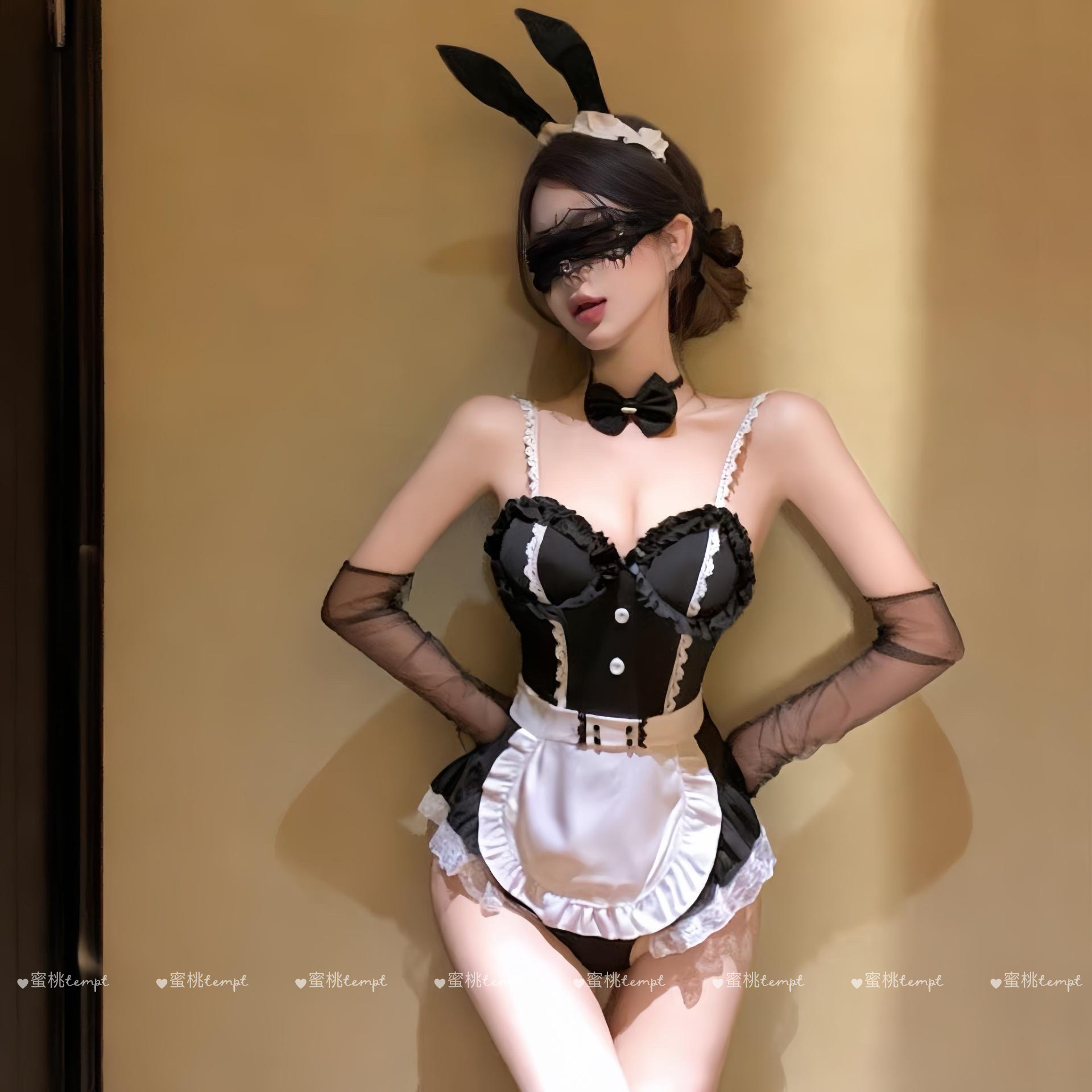 蜜桃*甜厨日志*性感蕾丝睡裙约会纯欲吊带制服套装带胸垫cos女仆