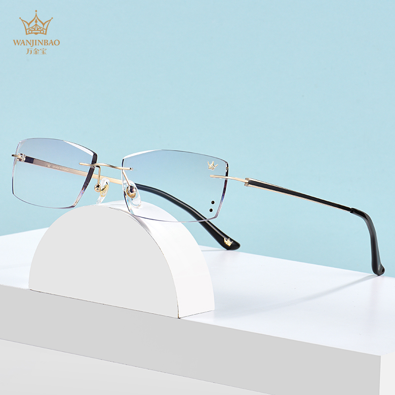 万金宝商务风切边近视眼镜定制