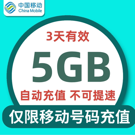 河南移动3天5G全国流量 不可提速 3天有效 Q