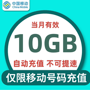 上海移动月包10G全国流量 不可提速 当月有效