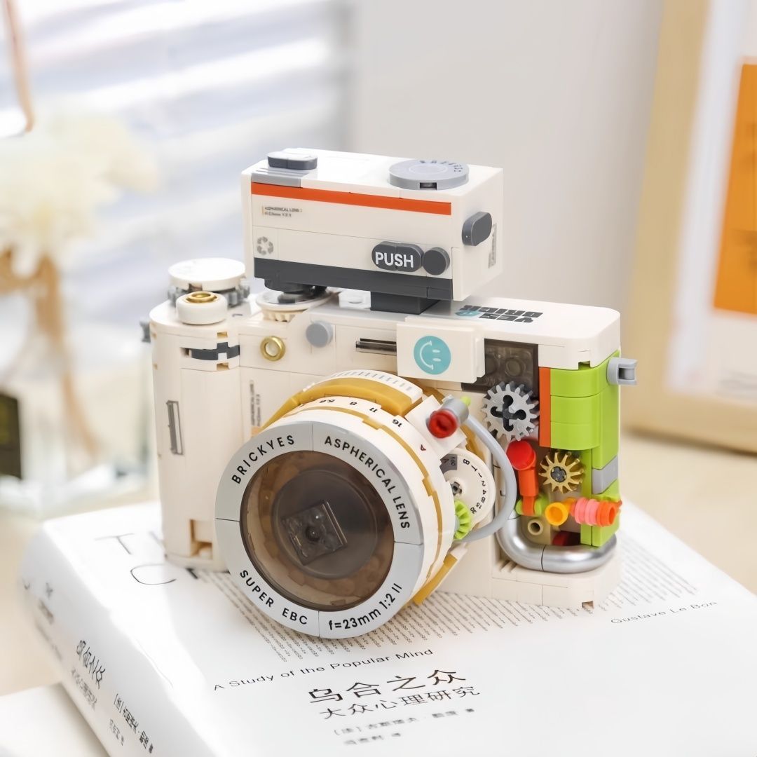 经典复古老式相机胶卷单反相机益智拼装摆件积木女生生日礼物