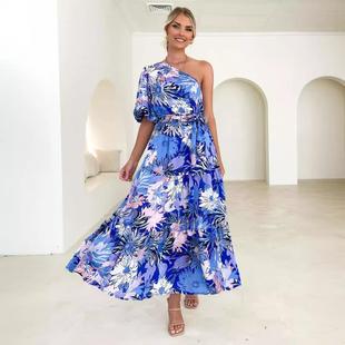 swing dress holiday short sleeves long skirt womens