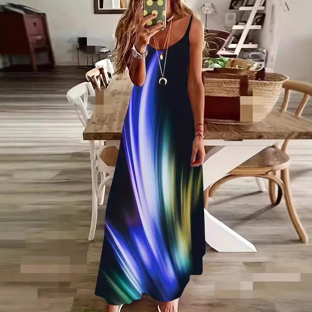 skirt size digital colorful long creative waist suspender