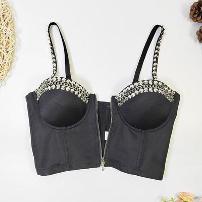 top cardigan zipper top tube beaded top gathered bra