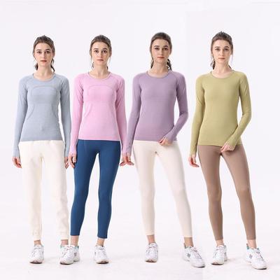 Fit Clothes Elastic Womens Slim Long Pilates Fitness Tops