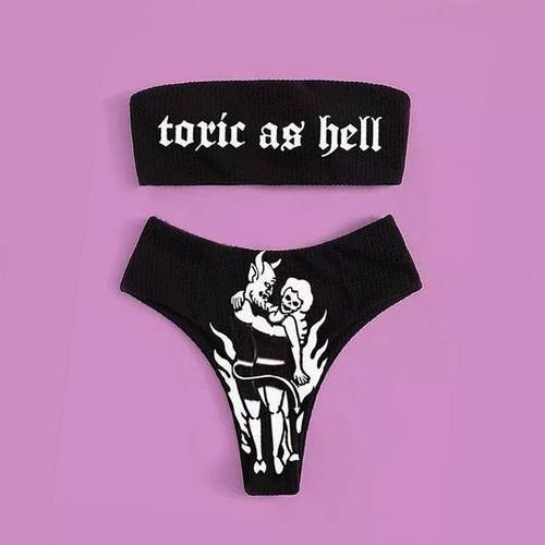 Swimsuit Two-Piece Women Devil Lifting Bust Sexy Set Bikini