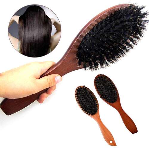 Natural Boar Bristle Hairbrush Massage Comb Smooth Hair