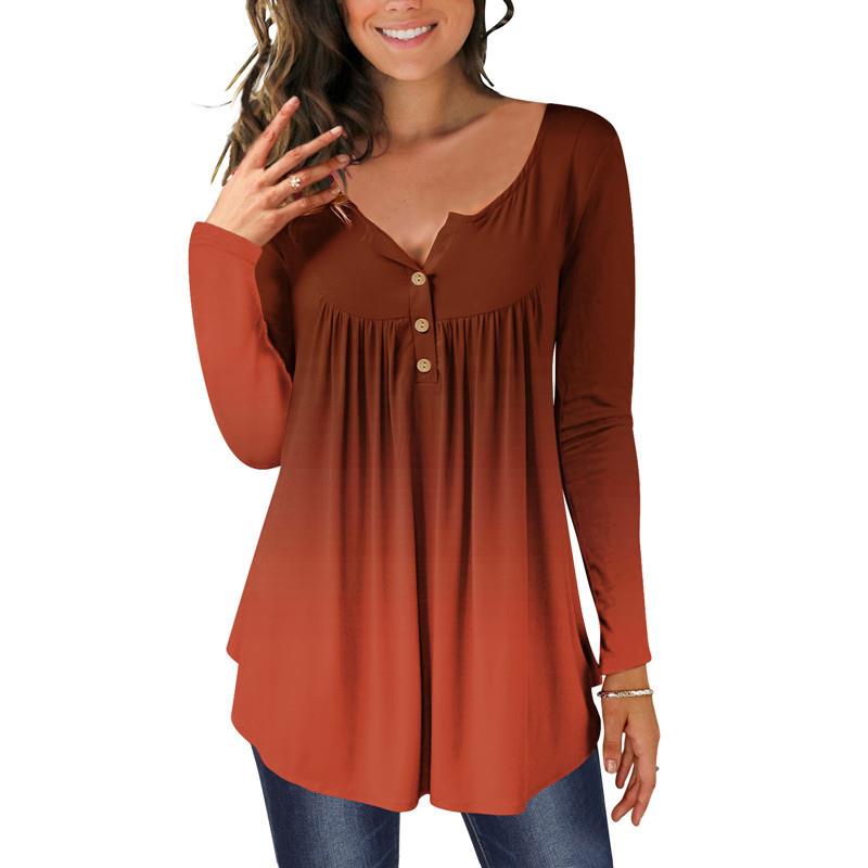 Womens long tube gradient waist T-shirt pleated sleeve