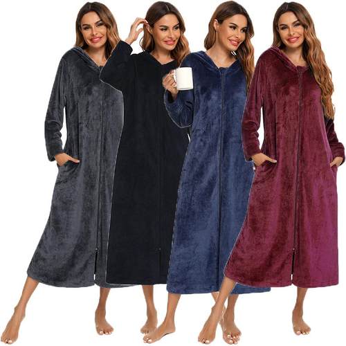 couples pajamas nightgown men women for zipper and hood