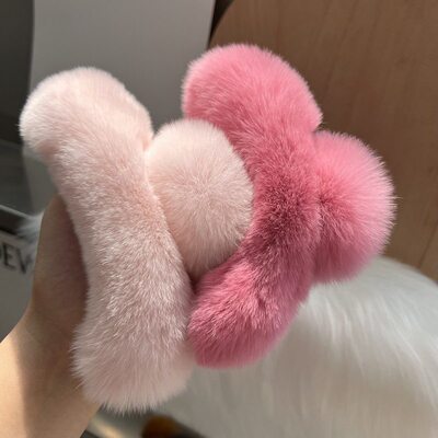 New Faux Fur Big Crab Hair Clip For Girls Rabbit Hair Claw C