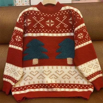 Christmas plus size womens clothing fat girl red pullover