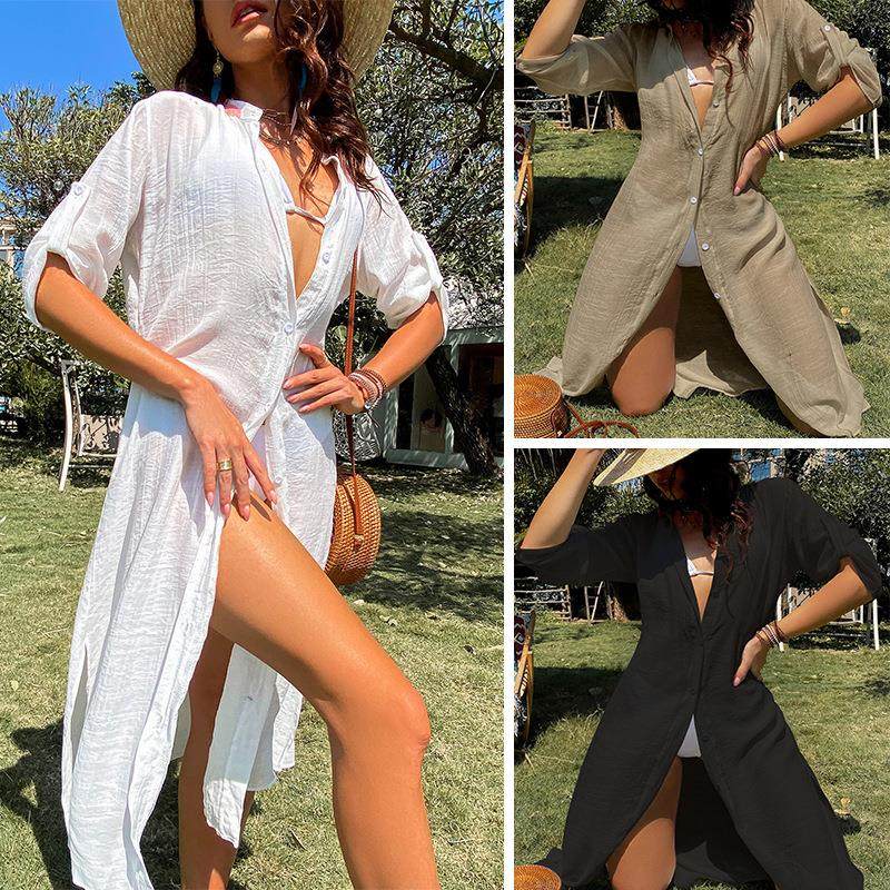 Vacation sun protection jacket solid color loose breathable