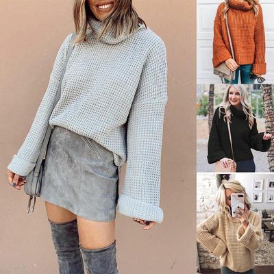 new womens poloturtle neck long sweater loose-fit three