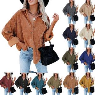 women clothes winter coats casual corduroy stripe shirts