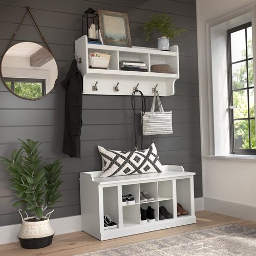 入门鞋柜挂衣架换鞋凳隔夜衣帽架