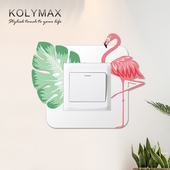 火烈鸟开关保护套亚克力插座贴北欧简约家用灯控制板装 饰贴边框套