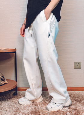 2025春天百搭街舞弯刀裤男女阔腿裤香蕉裤工装裤宽松休闲长裤白色