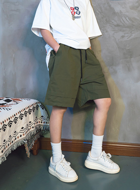 透气棉质工装短裤2024夏季百搭宽松大码运动休闲裤男女直筒五分裤