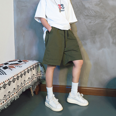 舒适加大码五分裤松紧腰工装短裤