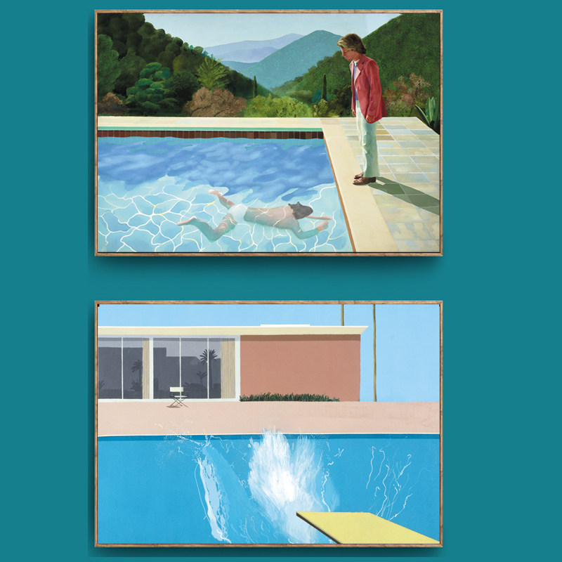 davidhockney大卫霍克尼游泳池水花组合波普艺术客厅装饰挂画经典