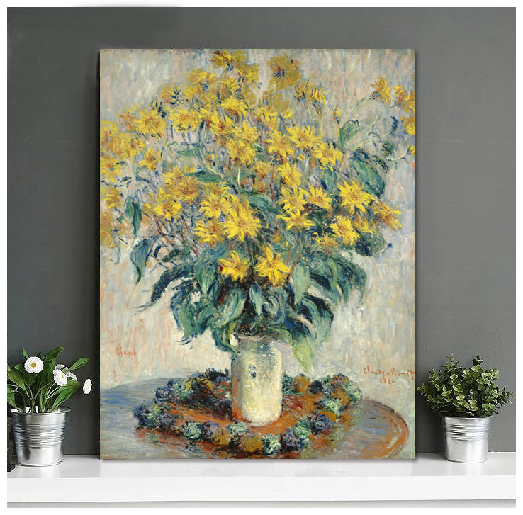 菊芋花莫奈抽象花卉欧式油画古典挂画壁画无框装饰画电表箱遮挡画