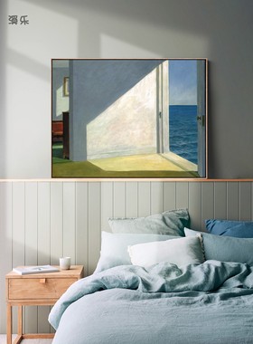 靠海的房间现代小众民宿挂画爱德华霍普装饰画北欧客厅卧室Hopper
