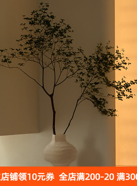 宋代美学中古侘寂风复古粗陶陶罐白色陶瓷花瓶水培落地摆件大肚高