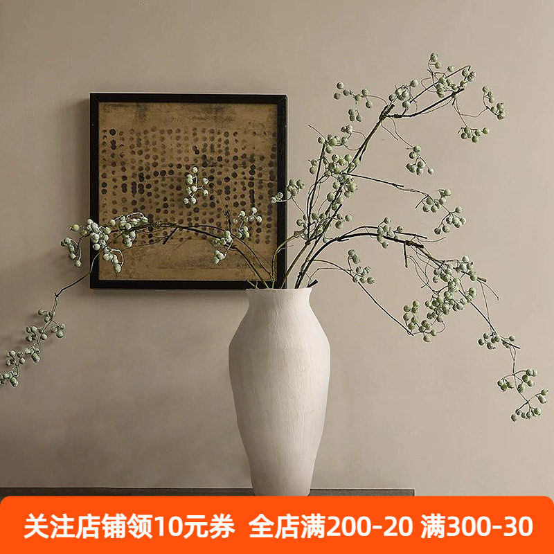 法式中古侘寂风白色陶瓷花瓶摆件