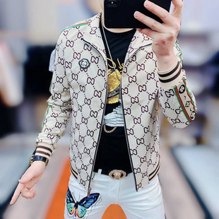 立领休闲夹克外套 潮男贴织带相拼搭配时尚 欧货站轻奢2024春季 新品