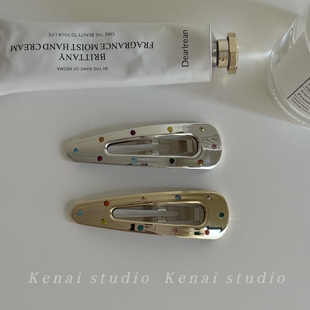 韩国进口施华水钻水滴bb夹甜酷亮银彩钻刘海侧边夹碎发夹百搭发饰