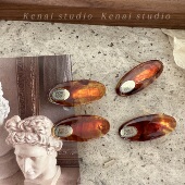 韩国fever同款 一对刘海碎发夹醋酸法式 复古琥珀色侧边夹鸭嘴夹女