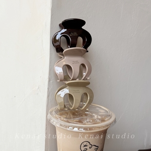 韩国ins高马尾发夹奶茶醋酸抓夹法式 高级感美拉德中号鲨鱼夹发抓