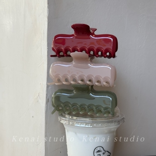 韩国ins3D果冻高端醋酸抓夹加厚高级法式 简约纯色大号鲨鱼夹头饰