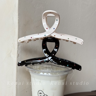 韩国进口施华水钻鲨鱼夹超大号发量多抓夹女法式高级感盘发夹发饰