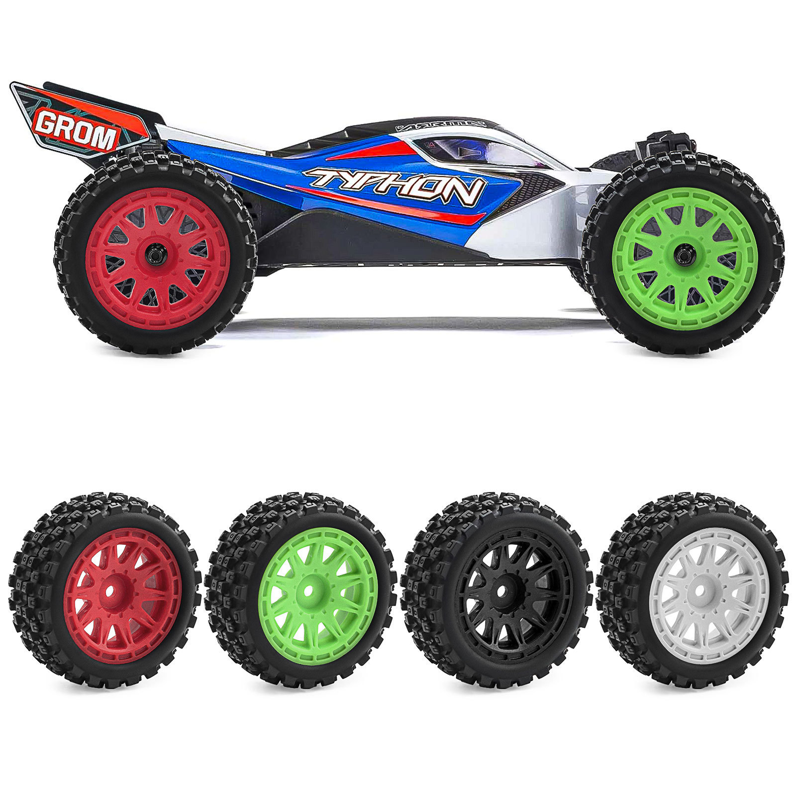ARRMA 1/18 2S TYPHON GROM ARA2106小台风风车轮毂+巧克力胎W213