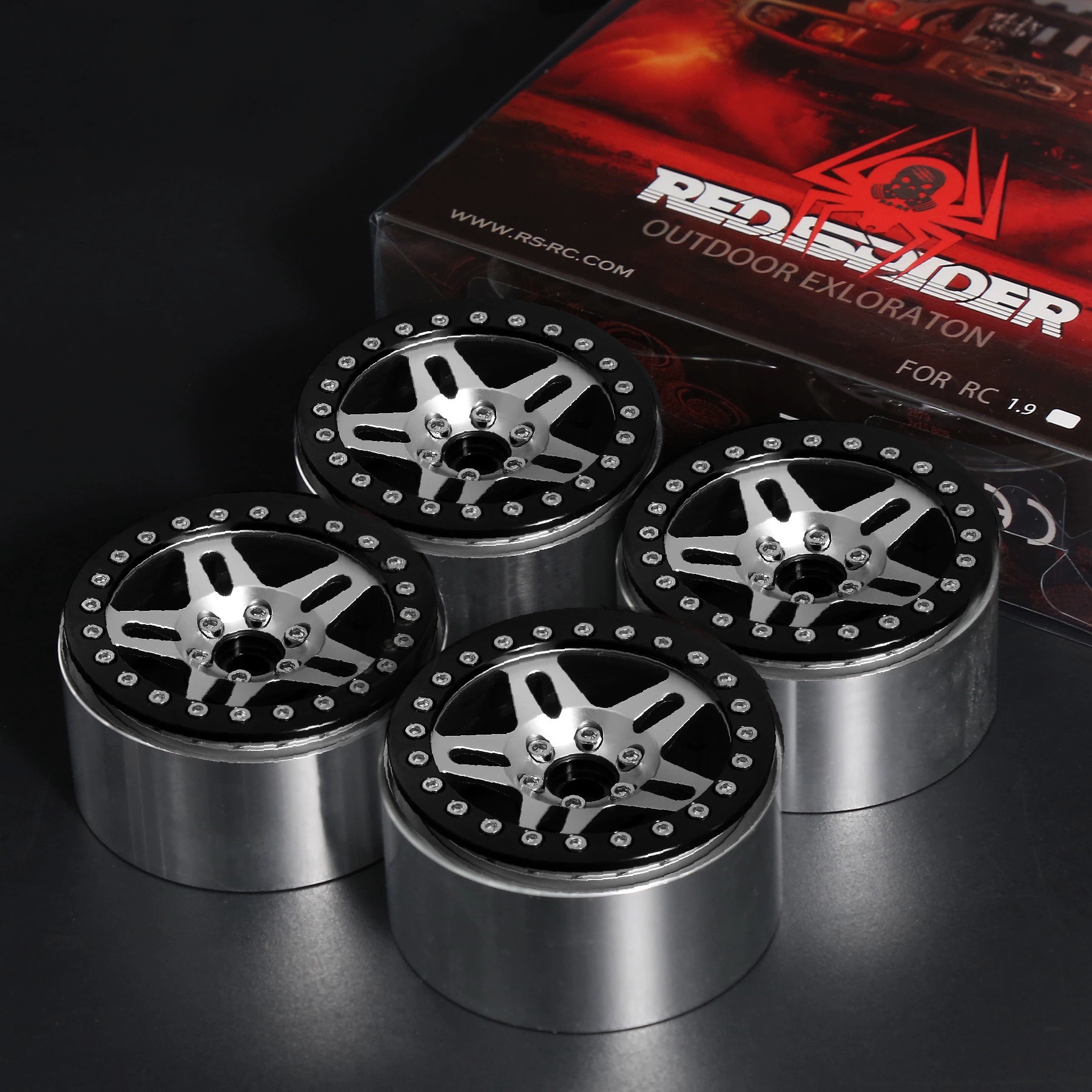 RS红蜘蛛1/10 1/8 攀爬车2.2寸金属轮毂SCX10 TRX4 锁胎轮毂R385
