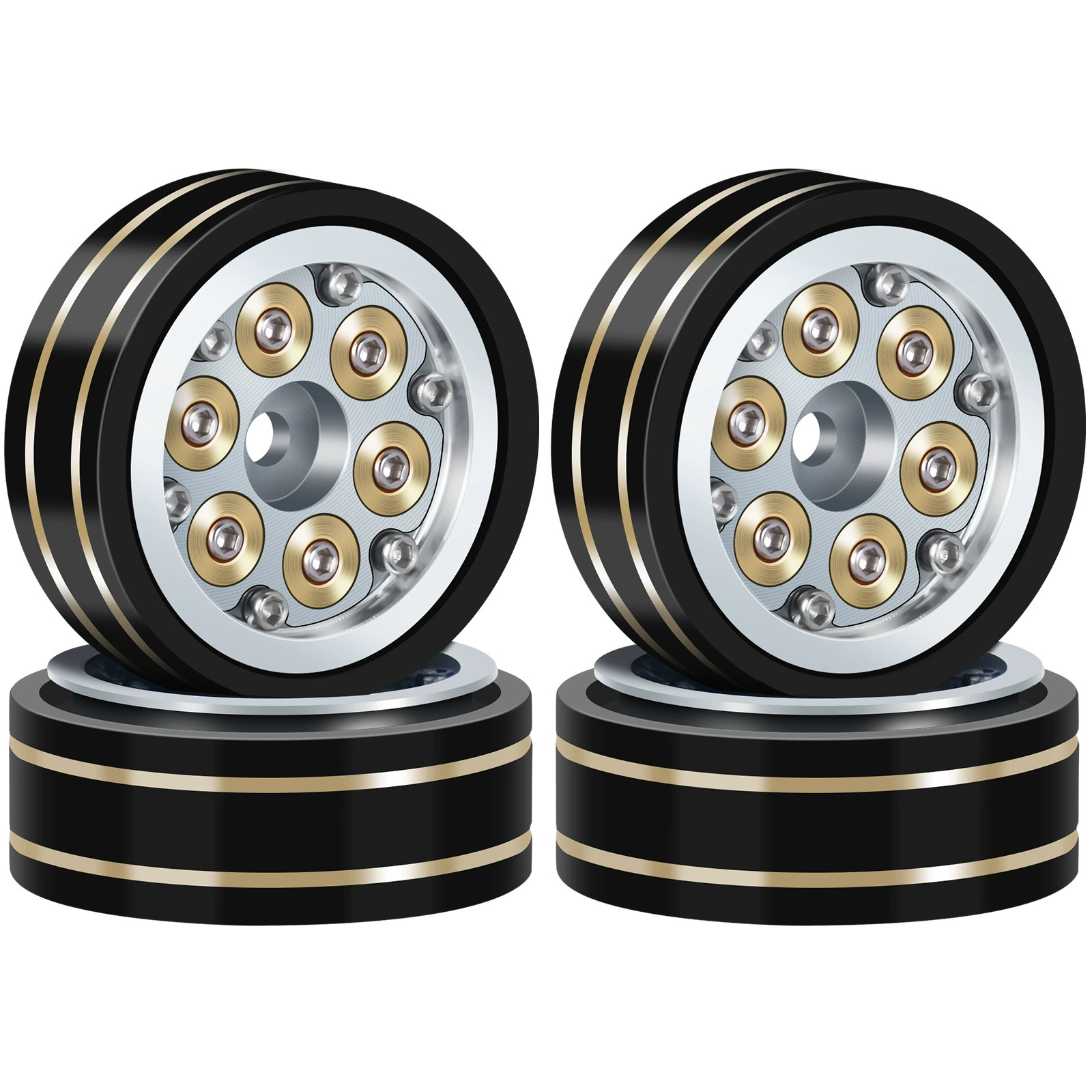 黄铜配重1.1寸轮毂,适用SCX24 TRX4M FCX24 1/24 1/18 RC 车轮毂