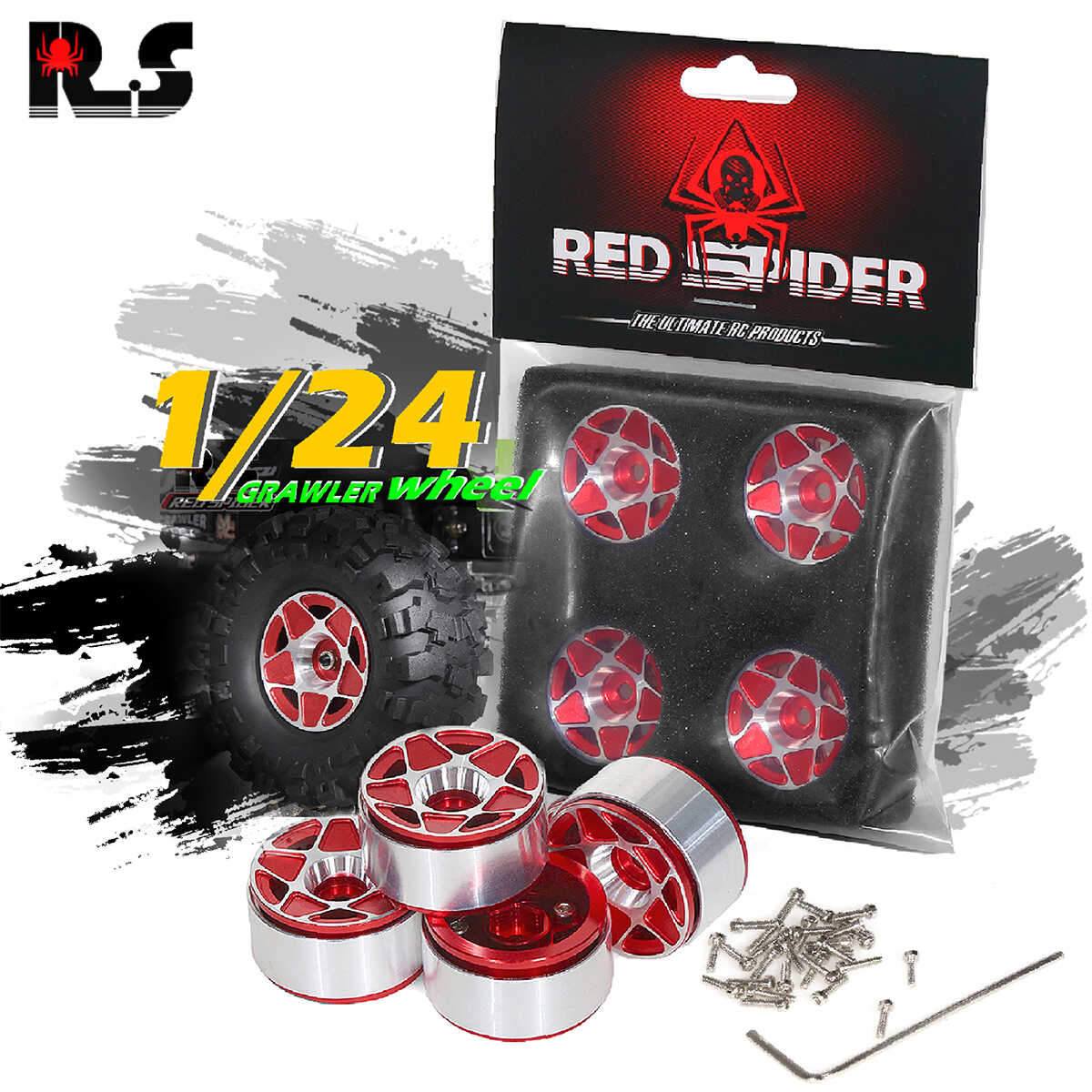 R183铝合金五星攀爬车轮毂红蜘蛛