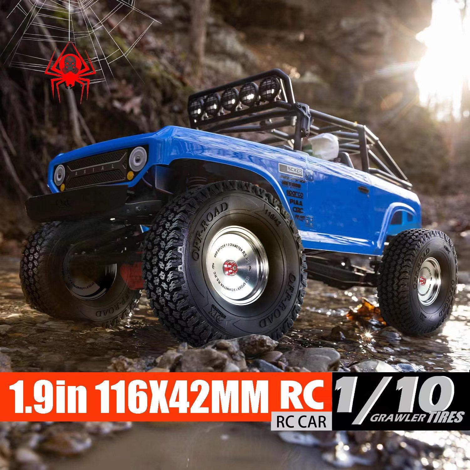 RS红蜘蛛 1.9寸1/10仿真攀爬车 TRX4 TRX6 SCX10 MST毒液轮胎R207