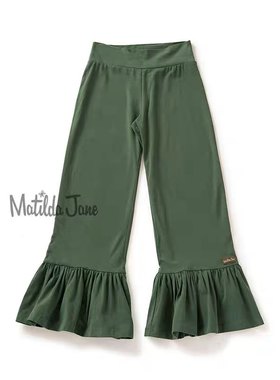 美单MJ外贸女士出口柔软居家休闲弹力九分嗽叭裤－军绿色