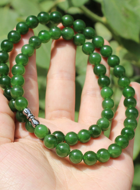 俄老坑料细润高脂阳绿色碧玉手串